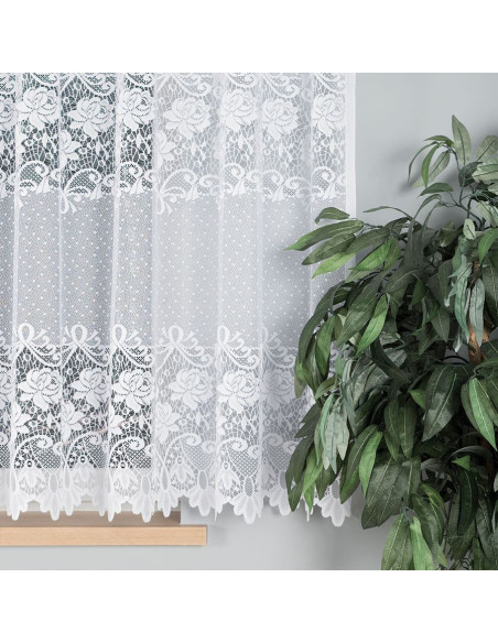 DEMETRIA Firanka żakardowa gotowa na prosto, szerokość 400 x wysokość 160cm, kolor 001 biały 017480