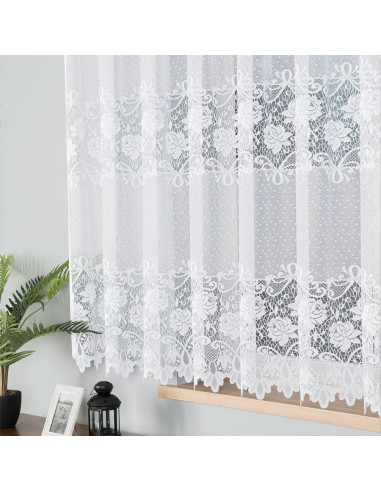 DEMETRIA Firanka żakardowa gotowa na prosto, szerokość 400 x wysokość 160cm, kolor 001 biały 017480