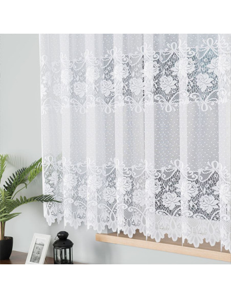 DEMETRIA Firanka żakardowa gotowa na prosto, szerokość 400 x wysokość 160cm, kolor 001 biały 017480