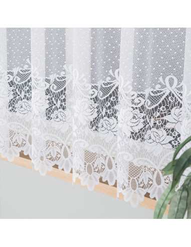 DEMETRIA Firanka żakardowa gotowa na prosto, szerokość 400 x wysokość 160cm, kolor 001 biały 017480