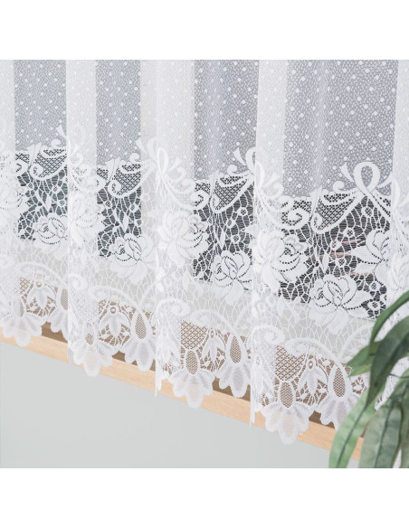 DEMETRIA Firanka żakardowa gotowa na prosto, szerokość 400 x wysokość 160cm, kolor 001 biały 017480