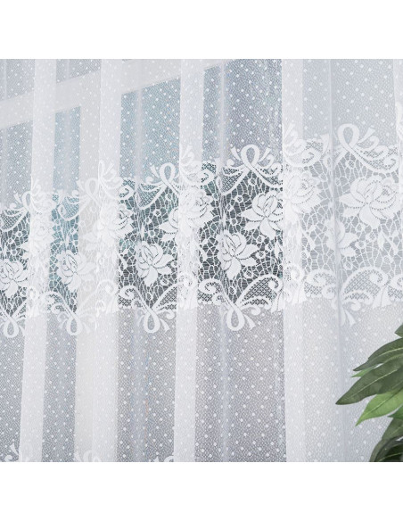 DEMETRIA Firanka żakardowa gotowa na prosto, szerokość 400 x wysokość 160cm, kolor 001 biały 017480