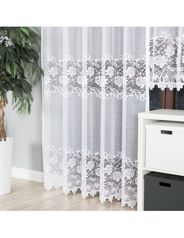 DEMETRIA Firanka żakardowa gotowa na prosto, szerokość 200 x wysokość 250cm, kolor 001 biały 017480