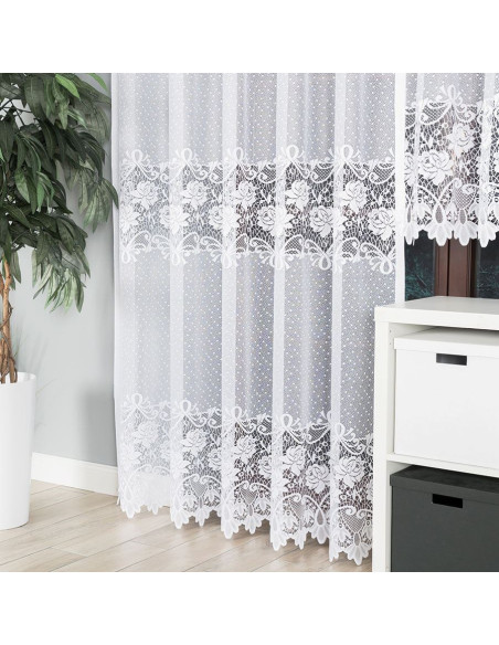 DEMETRIA Firanka żakardowa gotowa na prosto, szerokość 200 x wysokość 250cm, kolor 001 biały 017480