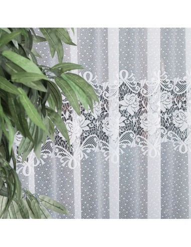 DEMETRIA Firanka żakardowa gotowa na prosto, szerokość 200 x wysokość 250cm, kolor 001 biały 017480