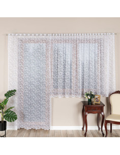 KATARZYNA Firanka żakardowa gotowa, szerokość 140cm wysokość 230cm, kolor 001 biały 022701