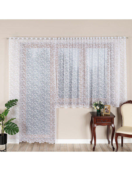 KATARZYNA Firanka żakardowa gotowa, szerokość 140cm wysokość 230cm, kolor 001 biały 022701