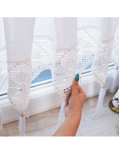 RACHELA Zazdrostka gotowa z ażurem, szerokość 200 x wysokość 75cm, kolor 001 biały 912432