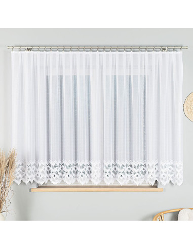 FELICJA Firanka żakardowa gotowa ze wzorem na samym dole na prosto, szerokość 400 x wysokość 160cm, kolor 001 biały 018989