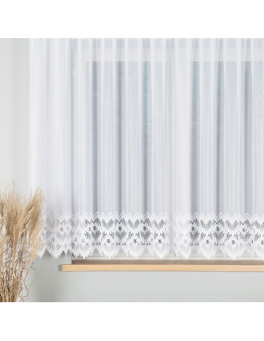 FELICJA Firanka żakardowa gotowa ze wzorem na samym dole na prosto, szerokość 400 x wysokość 160cm, kolor 001 biały 018989