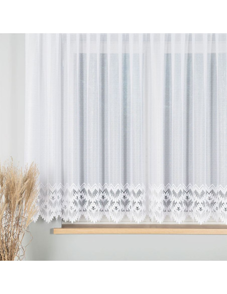 FELICJA Firanka żakardowa gotowa ze wzorem na samym dole na prosto, szerokość 400 x wysokość 160cm, kolor 001 biały 018989