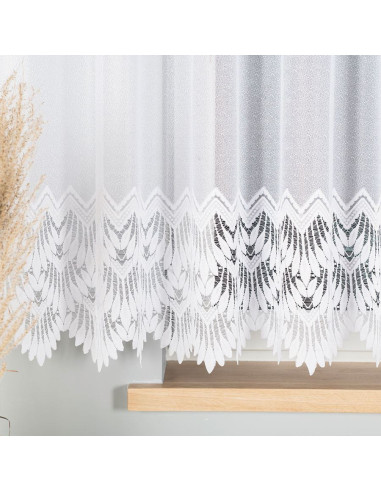 FELICJA Firanka żakardowa gotowa ze wzorem na samym dole na prosto, szerokość 400 x wysokość 160cm, kolor 001 biały 018989
