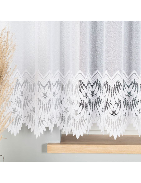 FELICJA Firanka żakardowa gotowa ze wzorem na samym dole na prosto, szerokość 400 x wysokość 160cm, kolor 001 biały 018989