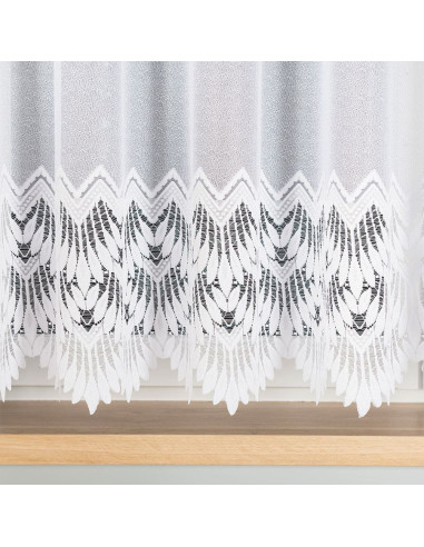 FELICJA Firanka żakardowa gotowa ze wzorem na samym dole na prosto, szerokość 400 x wysokość 160cm, kolor 001 biały 018989