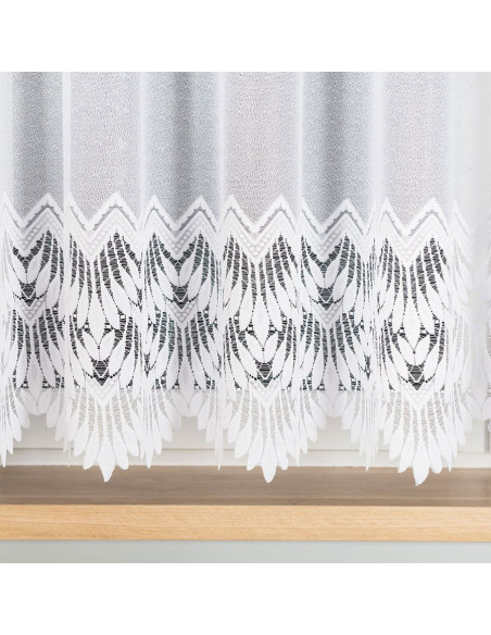 FELICJA Firanka żakardowa gotowa ze wzorem na samym dole na prosto, szerokość 400 x wysokość 160cm, kolor 001 biały 018989