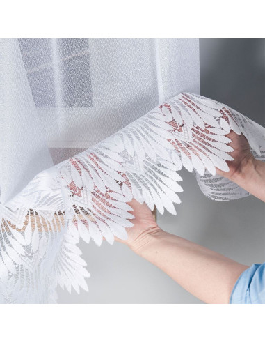 FELICJA Firanka żakardowa gotowa ze wzorem na samym dole na prosto, szerokość 400 x wysokość 160cm, kolor 001 biały 018989