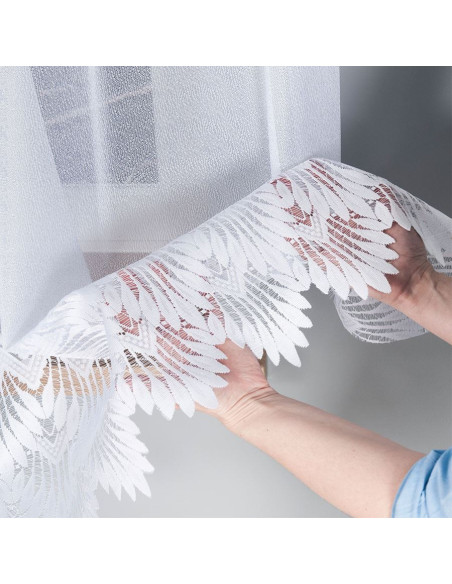 FELICJA Firanka żakardowa gotowa ze wzorem na samym dole na prosto, szerokość 400 x wysokość 160cm, kolor 001 biały 018989