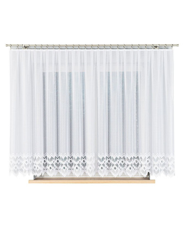 FELICJA Firanka żakardowa gotowa ze wzorem na samym dole na prosto, szerokość 400 x wysokość 160cm, kolor 001 biały 018989