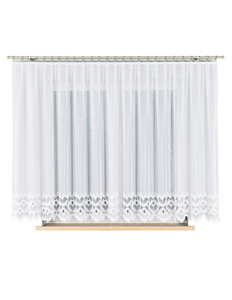 FELICJA Firanka żakardowa gotowa ze wzorem na samym dole na prosto, szerokość 400 x wysokość 160cm, kolor 001 biały 018989