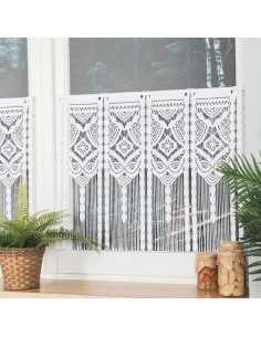 INARA Zazdrostka makramowa żakardowa gotowa, szerokość 60 x wysokość 50cm, kolor 001 biały 001470