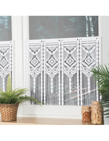 INARA Zazdrostka makramowa żakardowa gotowa, szerokość 60 x wysokość 50cm, kolor 001 biały 001470