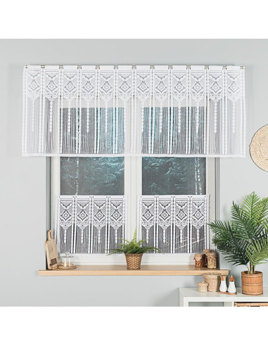 INARA Zazdrostka makramowa żakardowa gotowa, szerokość 60 x wysokość 50cm, kolor 001 biały 001470