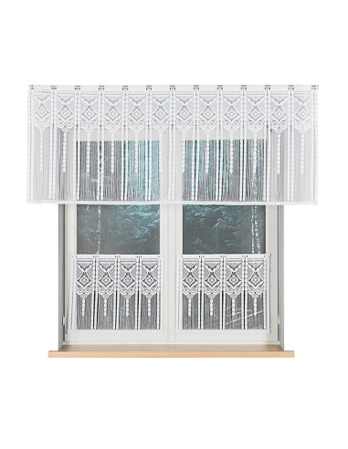 INARA Zazdrostka makramowa żakardowa gotowa, szerokość 60 x wysokość 50cm, kolor 001 biały 001470