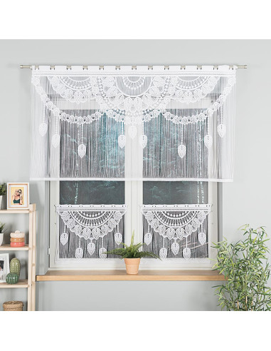 MAHIKA Makrama żakardowa gotowa, szerokość 160 x wysokość 90cm, kolor 001 biały 001475