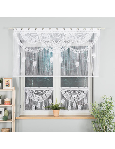 MAHIKA Makrama żakardowa gotowa, szerokość 160 x wysokość 90cm, kolor 001 biały 001475