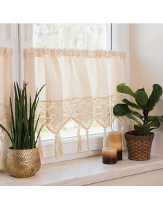 RACHELA Zazdrostka gotowa z ażurem, szerokość 200 x wysokość 45cm, kolor 012 kremowy 912432