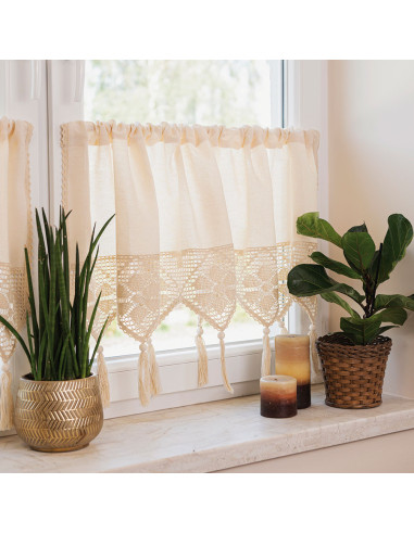 RACHELA Zazdrostka gotowa z ażurem, szerokość 200 x wysokość 45cm, kolor 012 kremowy 912432