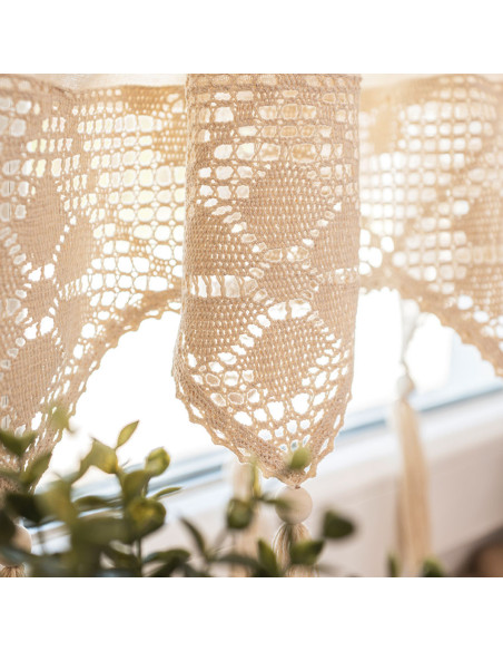 RACHELA Zazdrostka gotowa z ażurem, szerokość 200 x wysokość 45cm, kolor 012 kremowy 912432