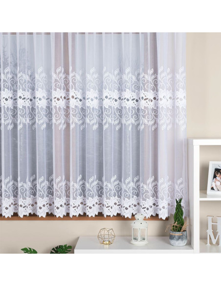 BASTIA Firanka żakardowa gotowa na prosto, szerokość 400 x wysokość 160cm,  kolor 001 biały 648107