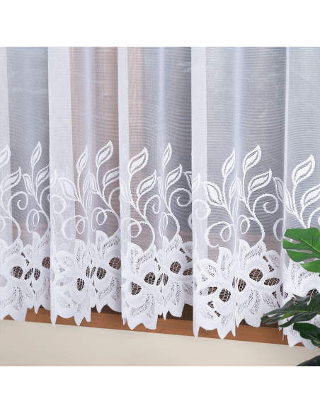 BASTIA Firanka żakardowa gotowa na prosto, szerokość 400 x wysokość 160cm,  kolor 001 biały 648107