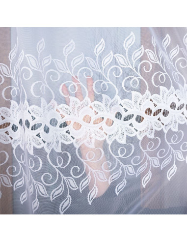 BASTIA Firanka żakardowa gotowa na prosto, szerokość 400 x wysokość 160cm,  kolor 001 biały 648107