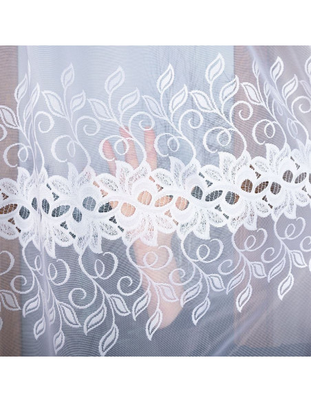 BASTIA Firanka żakardowa gotowa na prosto, szerokość 400 x wysokość 160cm,  kolor 001 biały 648107