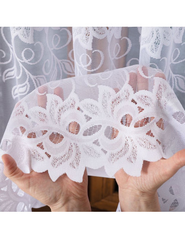 BASTIA Firanka żakardowa gotowa na prosto, szerokość 400 x wysokość 160cm,  kolor 001 biały 648107