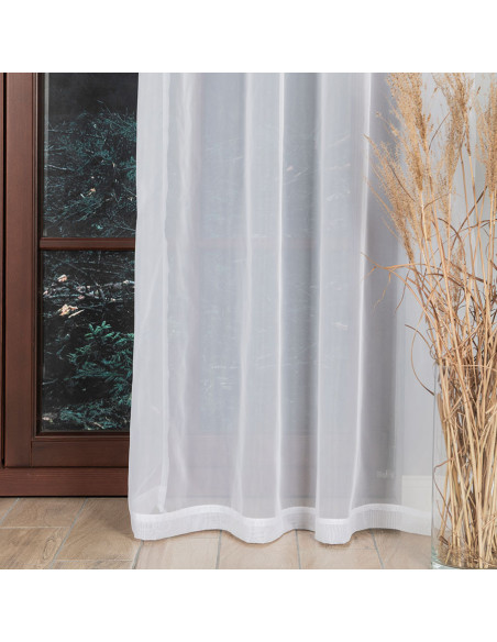 WOAL Firana gotowa na taśmie, szerokość 140 x wysokość 230cm, kolor 001 biały FG0001