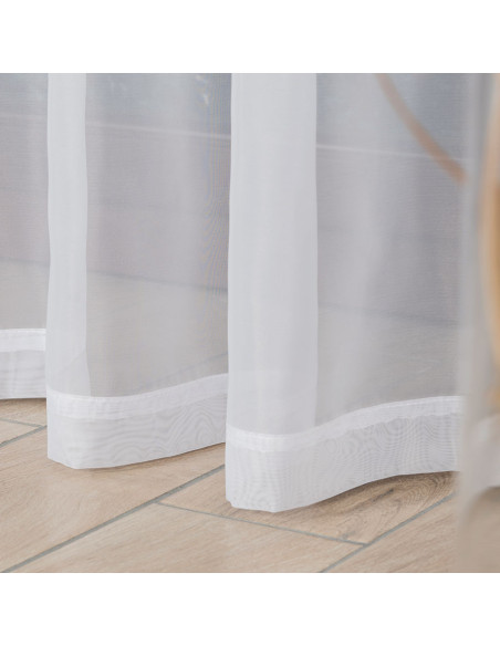 WOAL Firana gotowa na taśmie, szerokość 140 x wysokość 230cm, kolor 001 biały FG0001