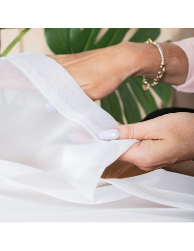 WOAL Firana gotowa na taśmie, szerokość 140 x wysokość 230cm, kolor 001 biały FG0001