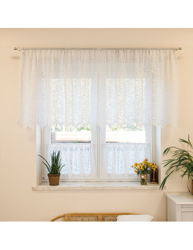 INESS Zazdrostka gotowa ażurowa, szerokość 150 x wysokość 90cm, kolor 001 biały 913501