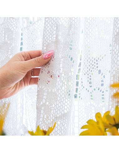 INESS Zazdrostka gotowa ażurowa, szerokość 150 x wysokość 90cm, kolor 001 biały 913501