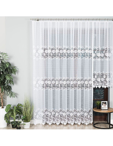 DEMETRIA Firanka żakardowa gotowa na prosto, szerokość 300 x wysokość 250cm, kolor 001 biały 017480
