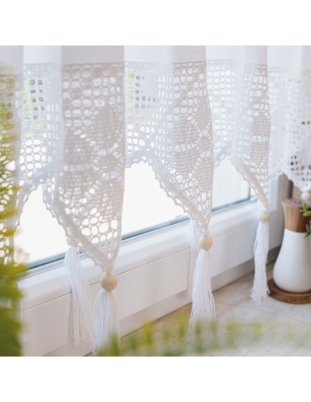 RACHELA Zazdrostka gotowa z ażurem, szerokość 150 x wysokość 75cm, kolor 001 biały 912432