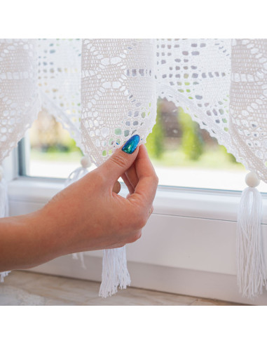 RACHELA Zazdrostka gotowa z ażurem, szerokość 150 x wysokość 75cm, kolor 001 biały 912432