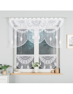 RANI Makrama żakardowa gotowa, szerokość 160 x wysokość 90cm, kolor 001 biały 001474