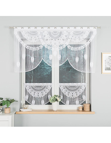 RANI Makrama żakardowa gotowa, szerokość 160 x wysokość 90cm, kolor 001 biały 001474