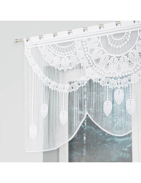 RANI Makrama żakardowa gotowa, szerokość 160 x wysokość 90cm, kolor 001 biały 001474