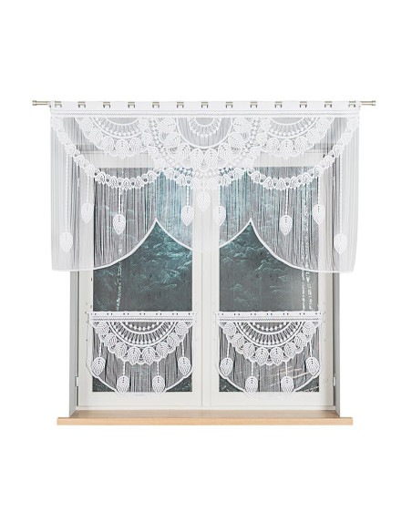 RANI Makrama żakardowa gotowa, szerokość 160 x wysokość 90cm, kolor 001 biały 001474