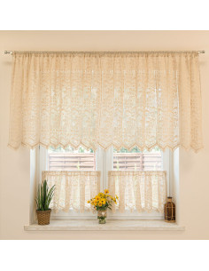 INESS Zazdrostka gotowa ażurowa, szerokość 150 x wysokość 90cm, kolor 012 kremowy 913501